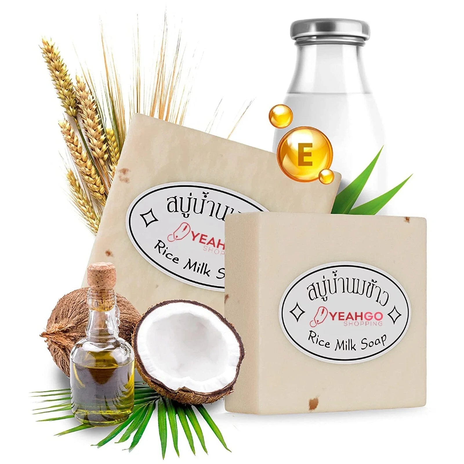 Thailand Rice Milk Soap Bar Original Handmade Gluta Collagen For Face and Body